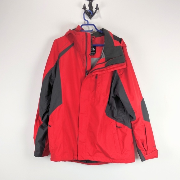 Men's North Face XL Jacket Red Gray Shell - Picture 2 of 8